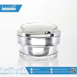 บรรจุภัณฑ์เครื่องสำอาง กระปุก ฝามุก 10g สีเงินขอบเงิน