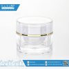 บรรจุภัณฑ์เครื่องสำอาง กระปุก อะคริลิกกลมตัด 10g ขาวคาดทอง