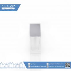 บรรจุภัณฑ์เครื่องสำอาง ขวดปั๊มแก้วเหลี่ยม 15 ml ฝา/เงิน