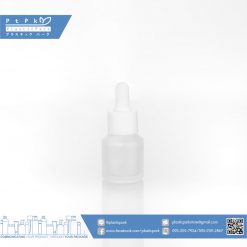 บรรจุภัณฑ์เครื่องสำอาง ไหล่ขาด 15 ml ฝ้า ดรอปขาวจุกขาว