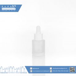 บรรจุภัณฑ์เครื่องสำอาง กลมฝ้า 20 ml ดรอปขาวจุกขาว