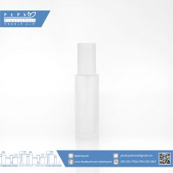 บรรจุภัณฑ์เครื่องสำอาง ขวดปั๊มแก้ว 60 ml ฝ้า ปั๊มขาวฝาขาว