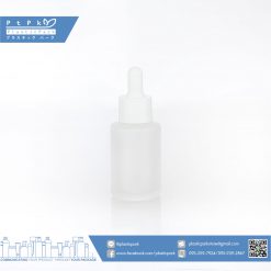 บรรจุภัณฑ์เครื่องสำอาง กลมฝ้า 30 ml ดรอปขาวจุกขาว