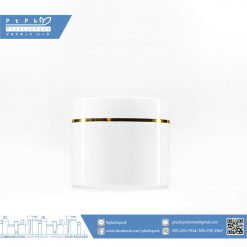 บรรจุภัณฑ์เครื่องสำอาง กระปุกขนมชั้น 250g ขาวขอบทอง