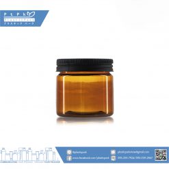 บรรจุภัณฑ์เครื่องสำอาง กระปุก Pet 50g ทรงสูง สีชาฝาดำ