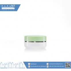 บรรจุภัณฑ์เคร่องสำอาง ตลับพร 5g ขาวฝาเขียว