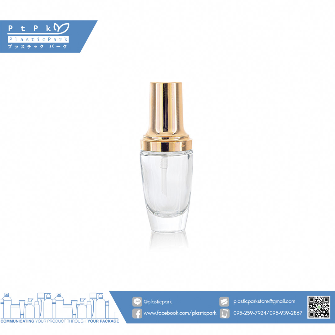 ขวดแก้วลังโคม 30 ml ใสฝาโกล